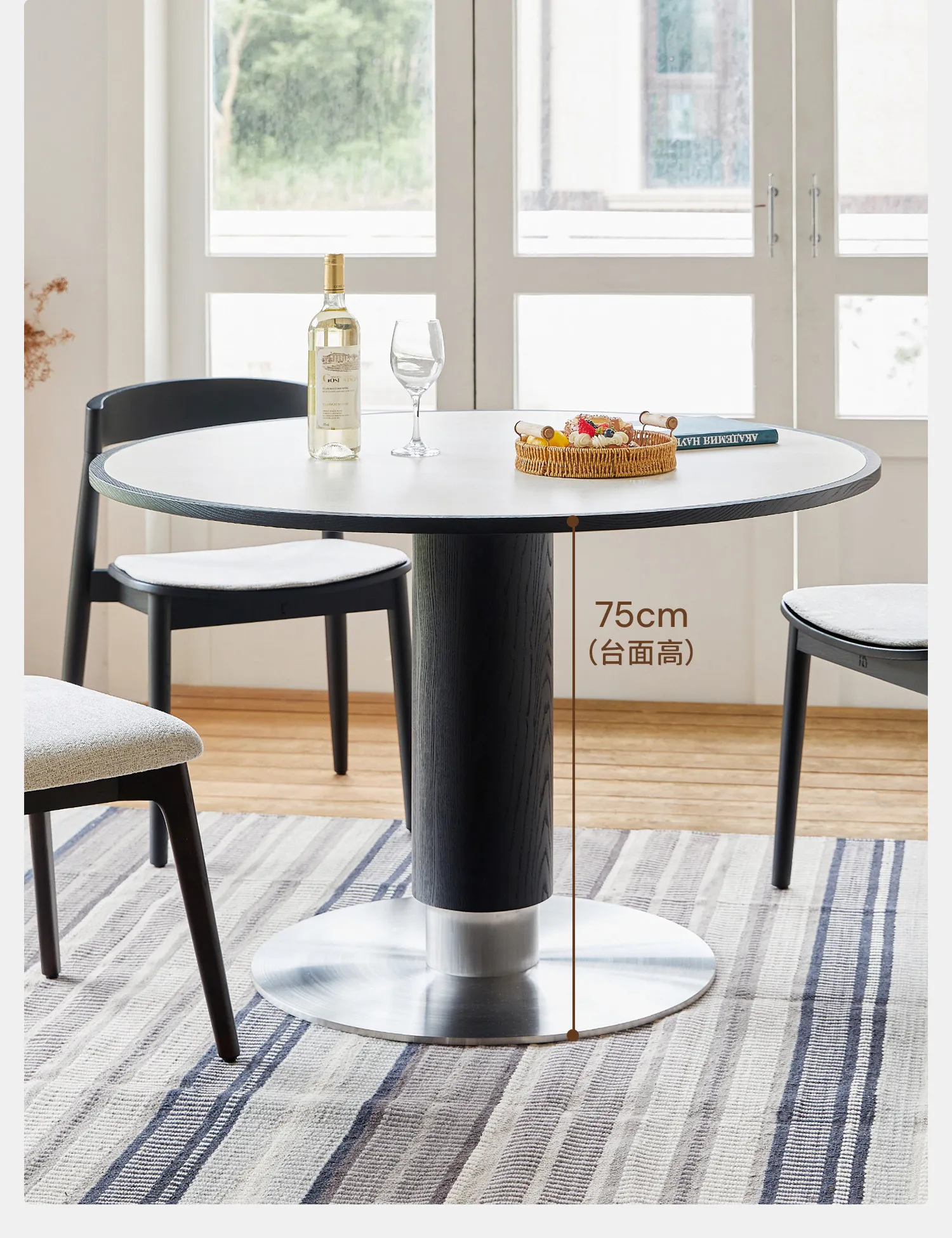 DSA rock slab solid wood dining table, high temperature, scratch-resistant and wear-resistant round table, stable  simple