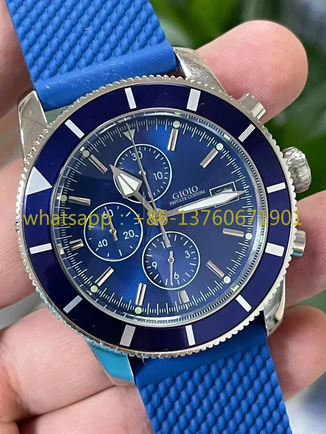 Luxury New Black Blue Rubber SuperOcean Mens Watch Ceramic Quartz Chronograph Casual Business Watches