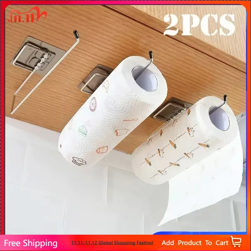 

Kitchen Towel Rack Metal Bathroom Toilet Paper Towel Hanging Holder Kitchen Roll Paper Stand Home Storage Tissue Racks
