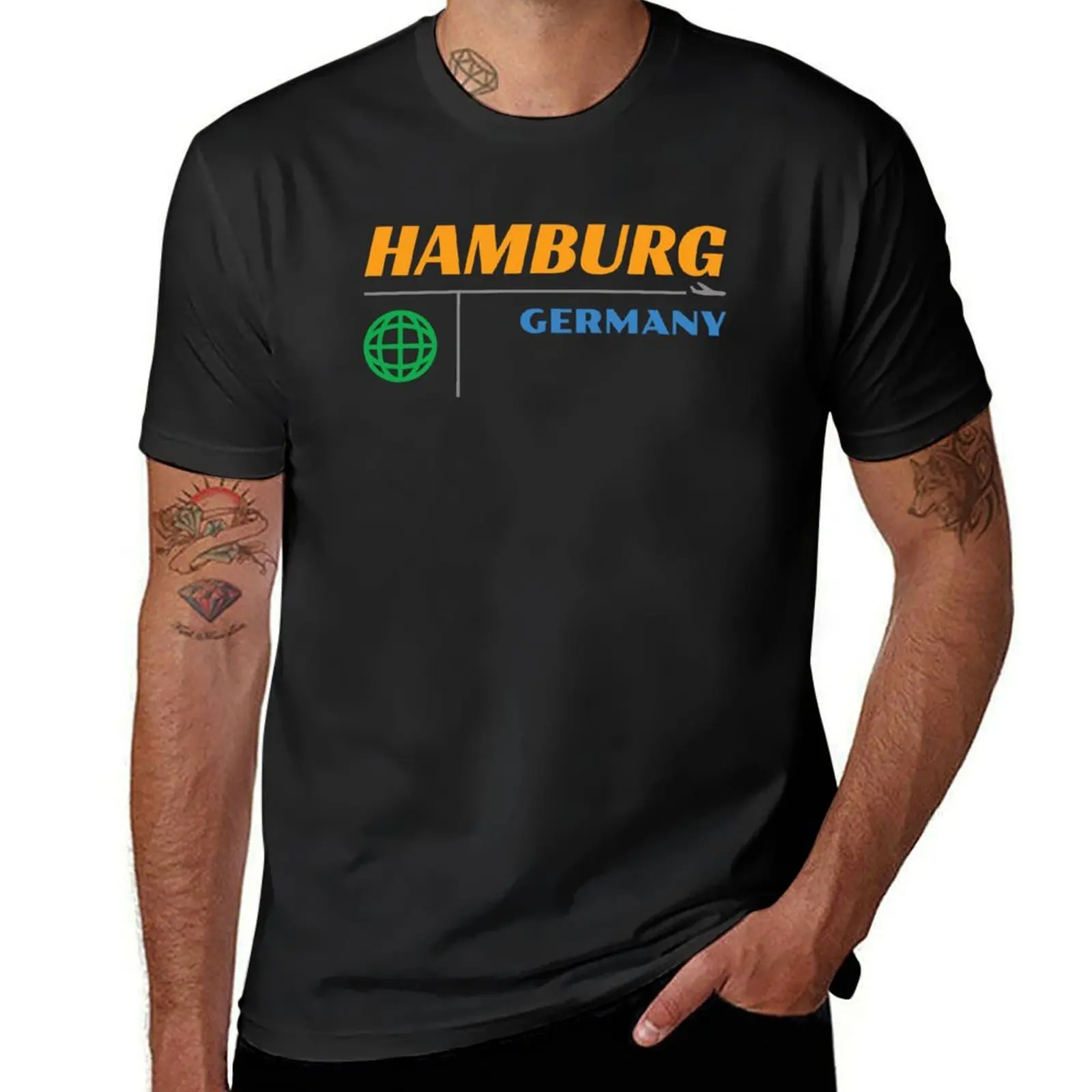 Hamburg 1950s Retro T-Shirt summer clothes vintage clothes blacks men t shirt