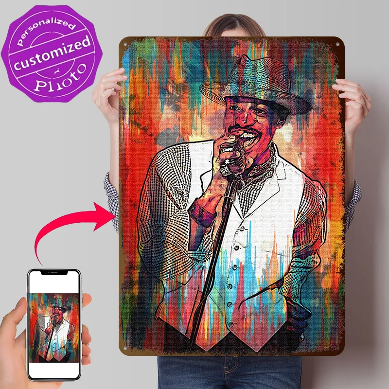 Andre 3000 3D Printed Texture Poster Personalized Wall Art Retro Metal Tin Signs for Gaming Room Decoration Cozy Man Cave Decor