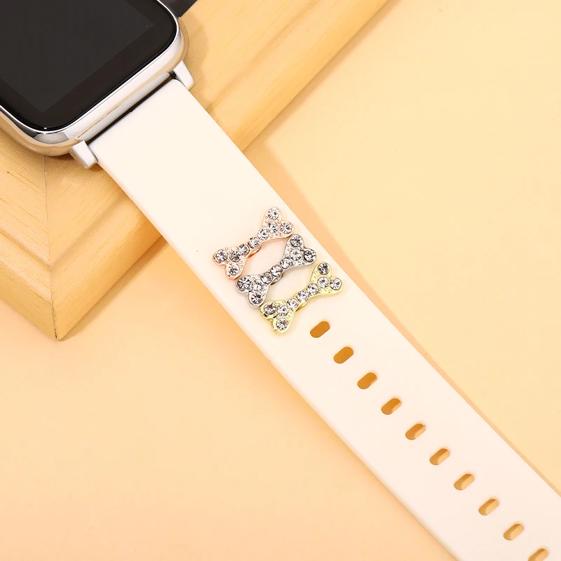 Pulsera de silicona para Apple Watch, accesorios de joyería pequeños, dijes divertidos de hueso de perro, dijes de uñas para iwatch, Correa deportiva