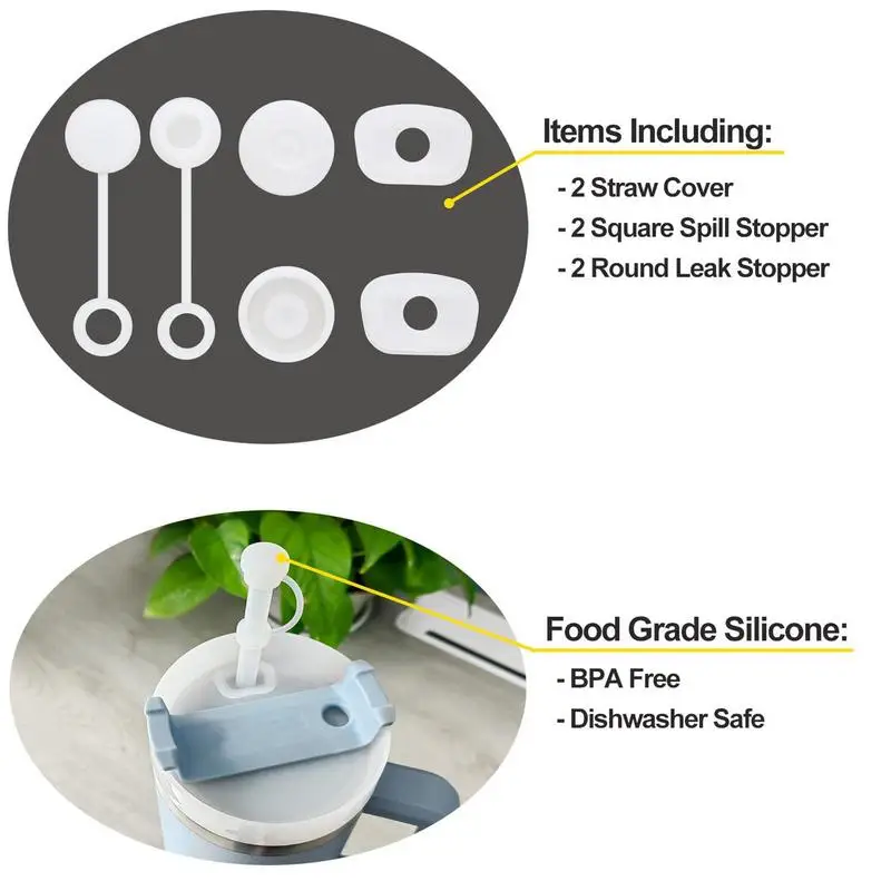 Silicone Spill Proof Stopper Set For Stanleys Cup 1.0 40oz/ 30oz Tumbler Accessories Straw Caps Spill Stopper Leak Stopper