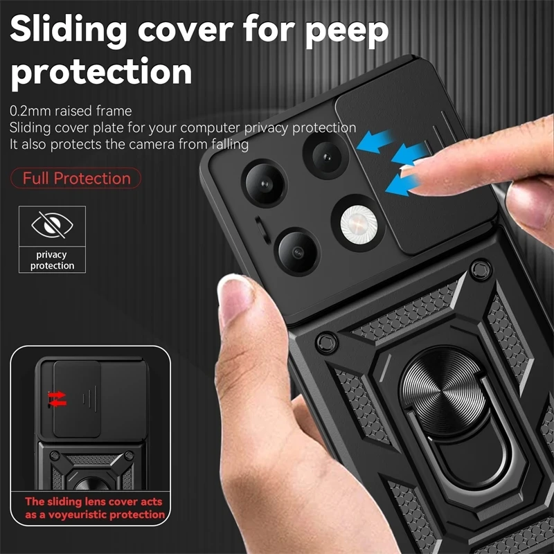 עבור xiaomi poco m6 pro 4g במקרה טלפון חסין shockpro poco m6 pro poco 6 pro poco 6 m6pro 4 גרם מגנט מחזיק בחזרה כיסוי