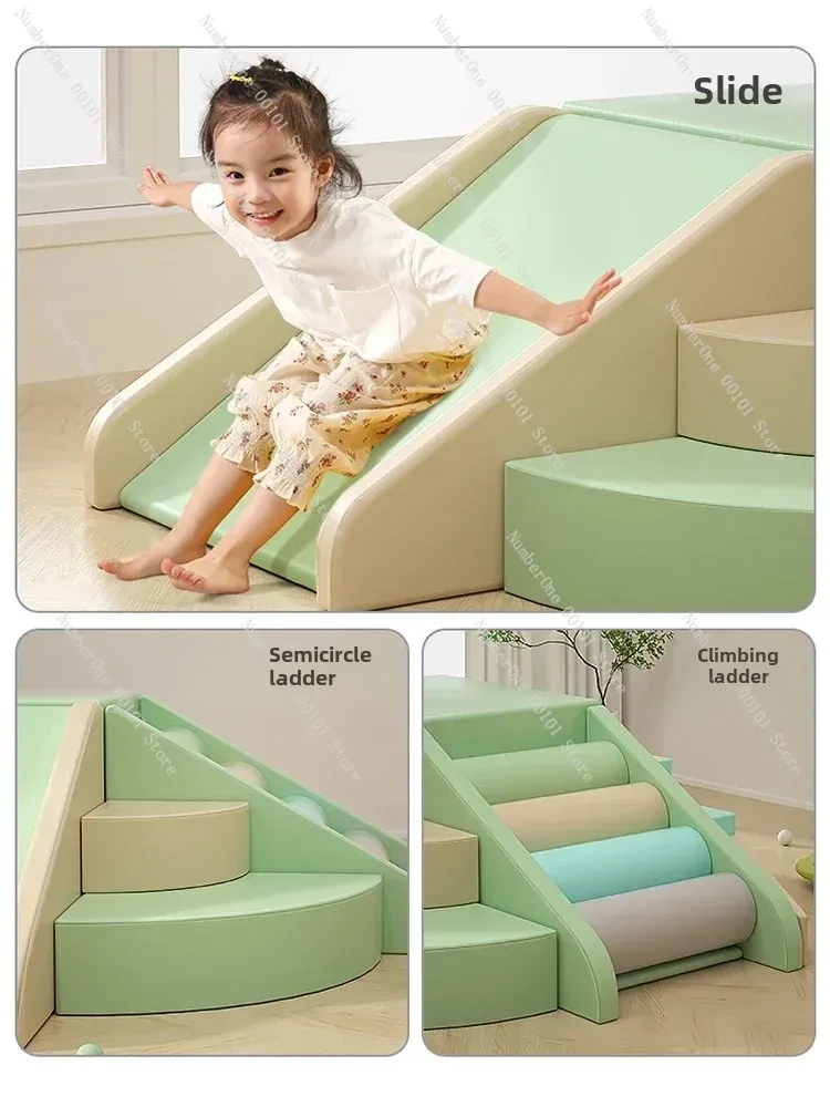 Soft climbing and sliding combination, baby sensory integration training, climbing ladder, soft package three-step ladder