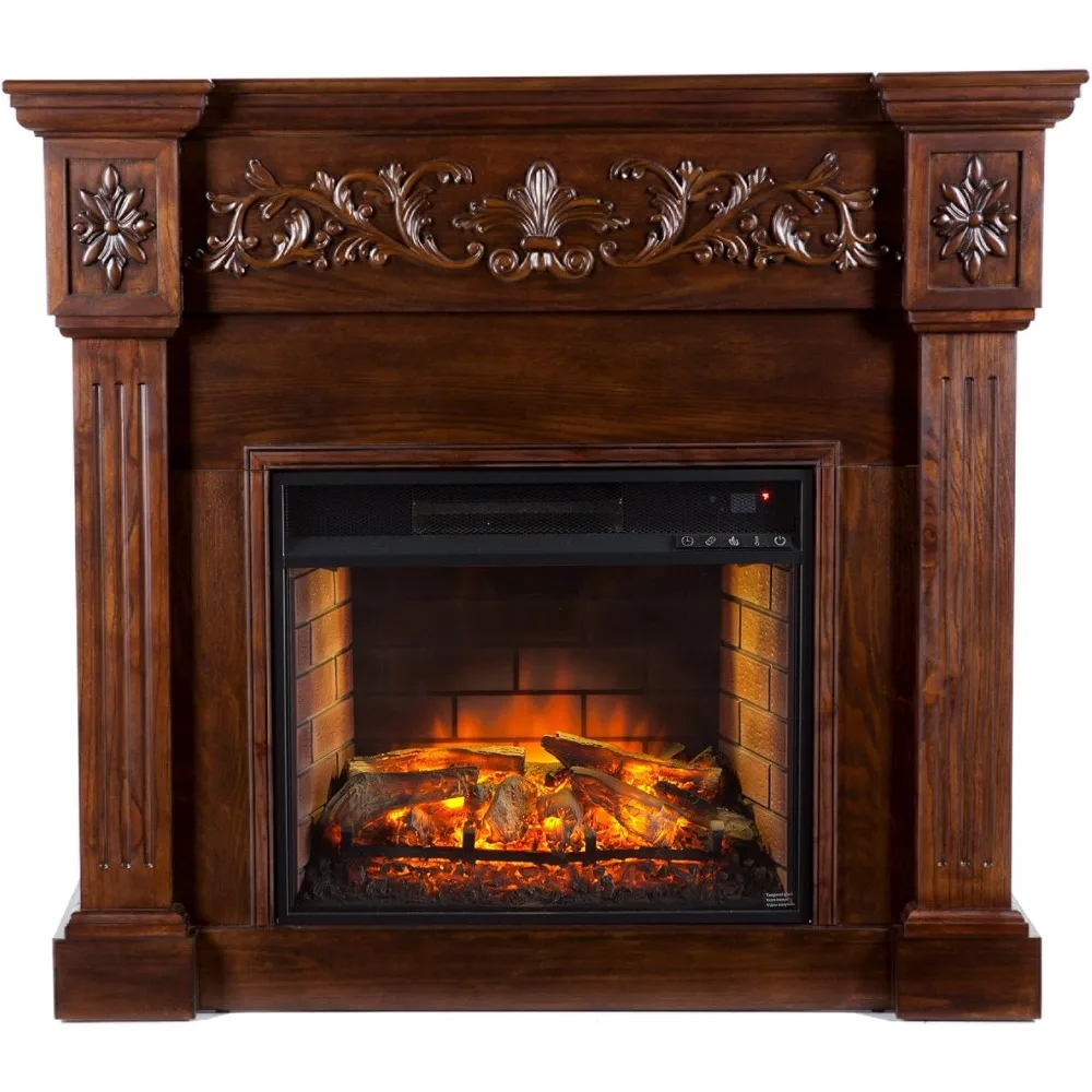 مدفأة كهربائية منحوتة من Southern Enterprises Calvert، لمسة نهائية من الإسبريسو