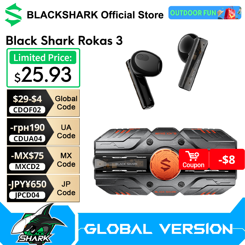  Blackshark Rokas 3 Bluetooth Earphones HiFi Stereo Ultra-Low Latency 24 Hours Battery Life RGB Light fidget spinner gameplay 