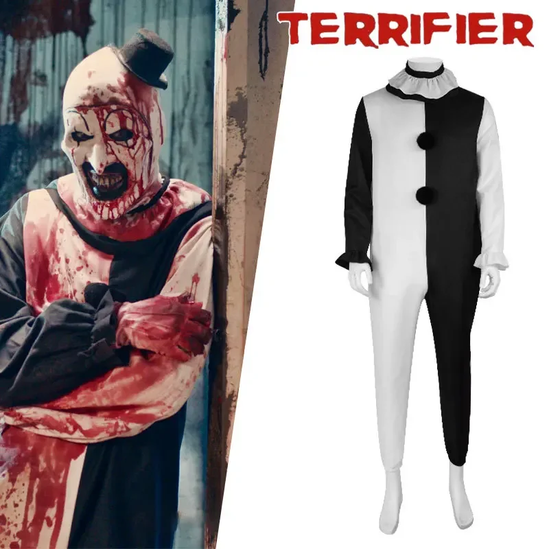 Halloween Cosplay Scary Terrifier Art The Clown Costume Mask Suit Horror Evil Joker Latex Masks Jumpsuit Carnival Dress Up Party