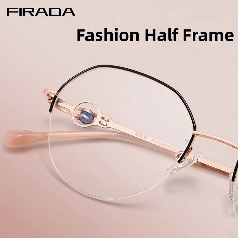 

FIRADA New Fashion Women's Eyewear Retro Round Eyeglasses Myopia Ultra LIght Optical Prescription Glasses Frame For Women 8001Z