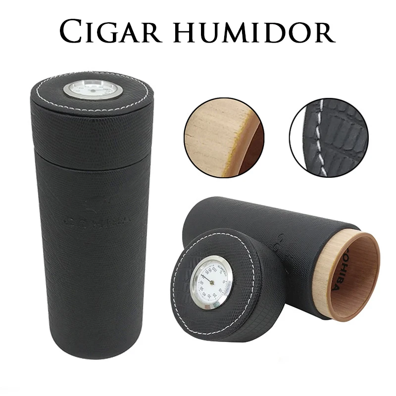 

Vintage Leather Cigar Moisturizer Tank with Hygrometer, Moisture Resistant, Anti-Pressure Cigar Accessories, Men's Gift, 6-8Pcs