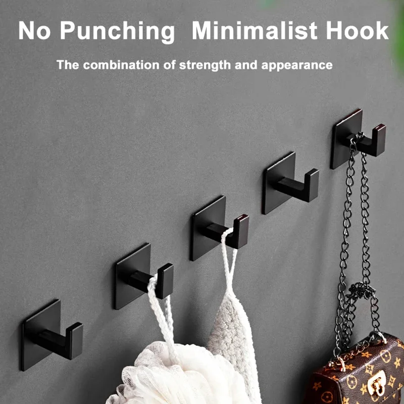 Adhesive Wall Hooks Mounted Door Cloth Keys Coat Bathroom Robe Hanger Kitchen Hardware Rack Shelf Bag Hook Organizer For Hanging