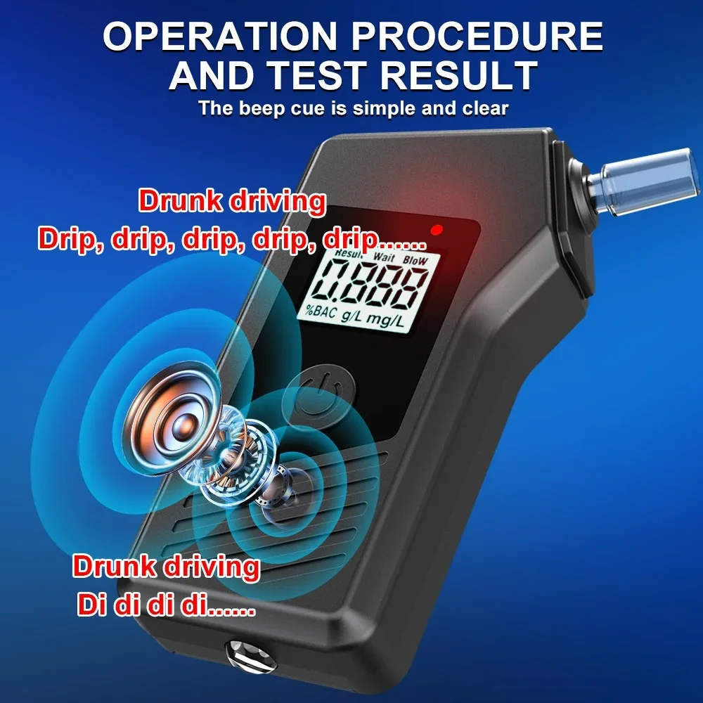 Alcohol Breathalyzer Tester with Digital LCD Display Grade Accuracy Personal Alcohol Tester for Home Use Drunk Driving Analyzer