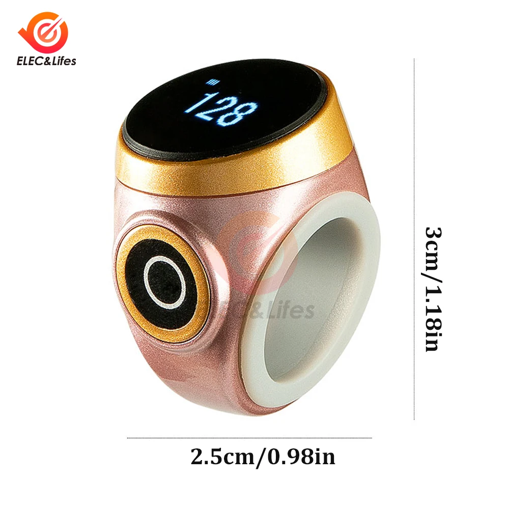 1Pcs Smart Tasbih Tally Counter Ring for Muslims Zikr Digital Tasbeeh 5 Prayer Time Reminder Counter Bluetooth For Qibla App