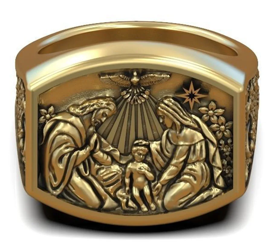 

17-19g Rings Baby Jesus nativity Star of Bethlehem Hail Mary Joseph Customized 925 Solid Sterling Silver Many Sizes 7-13