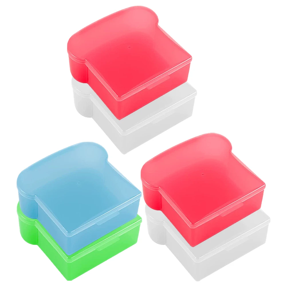 

6 Pcs Sandwich Box Bread Toast Container Bento Food Storage Organizer Large Size Lightweight PP Fruit Snack Lunch Box Sealed