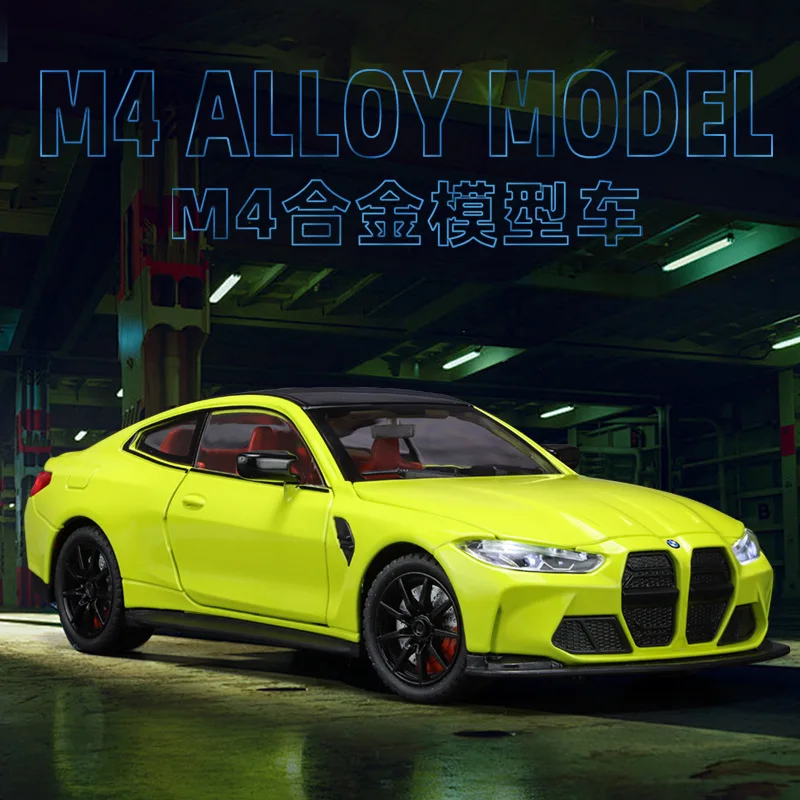 1:24 BMW M4 Alloy Sports Car Diecasts Metal Track Racing Car Model Simulation Sound and Light Collection kids Toy Gift C364