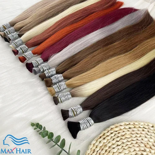 Imagen 2 del producto Cabello humano a granel 27 #, Color para trenzado sin trama, cabello de Vietnam, virgen, Remy, liso, marrón claro, extensión de cabello Natural, venta al por mayor
