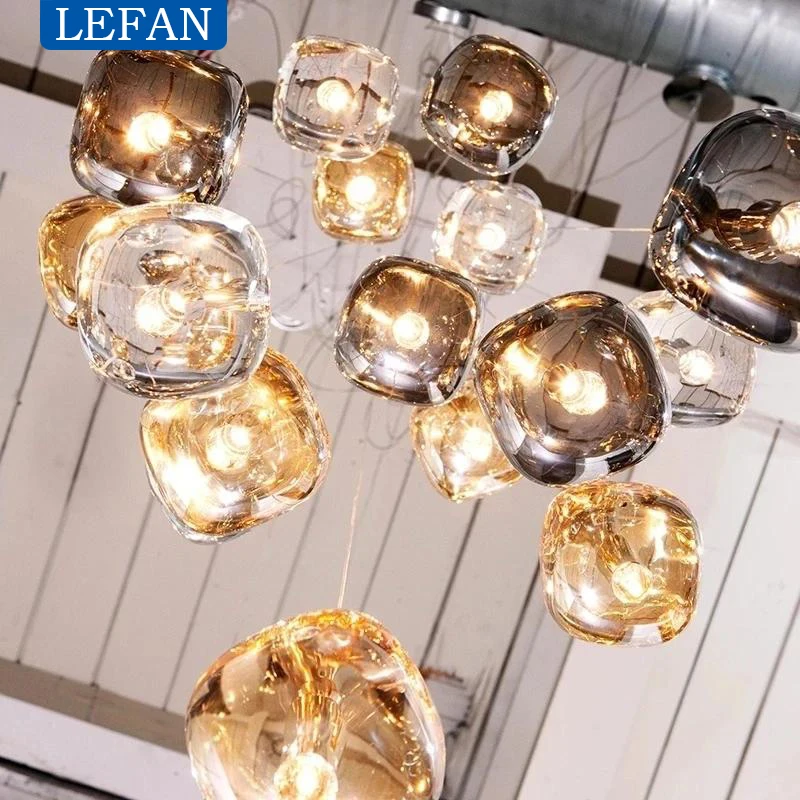 Modern Crystal LED Chandelier Staircase Living Room Long Cristal Ball Hanging Lamps Indoor Kitchen Island Light Fixtures