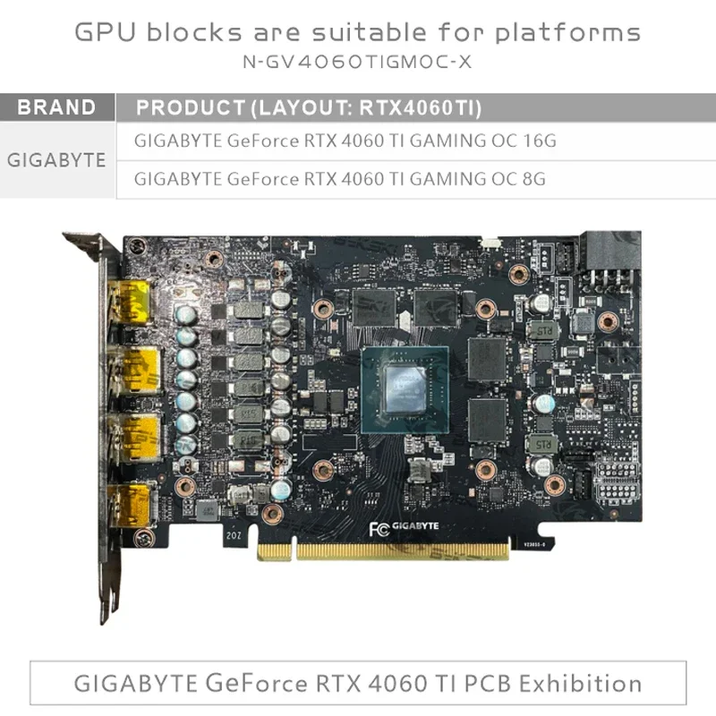 GIGABYTE RTX 4060TI GAMING OC 16G / 8G 비디오 카드 수냉 / 고밀도 수로 N-GV4060TIGMOC-X용 Bykski GPU 블록