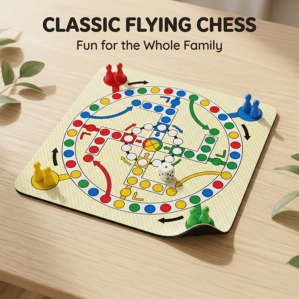 Tablero de juego LUDO, juego de mesa de estrategia atemporal para viajes, para 2-4 participantes, para juegos familiares y de bebidas