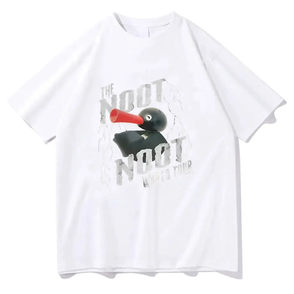 Y2k Vintage Tops Pingu Noot Noot World Tour Print T-Shirt Casual Loose Short Sleeve Unisex Oversized Fashion Popular Vintage Tee