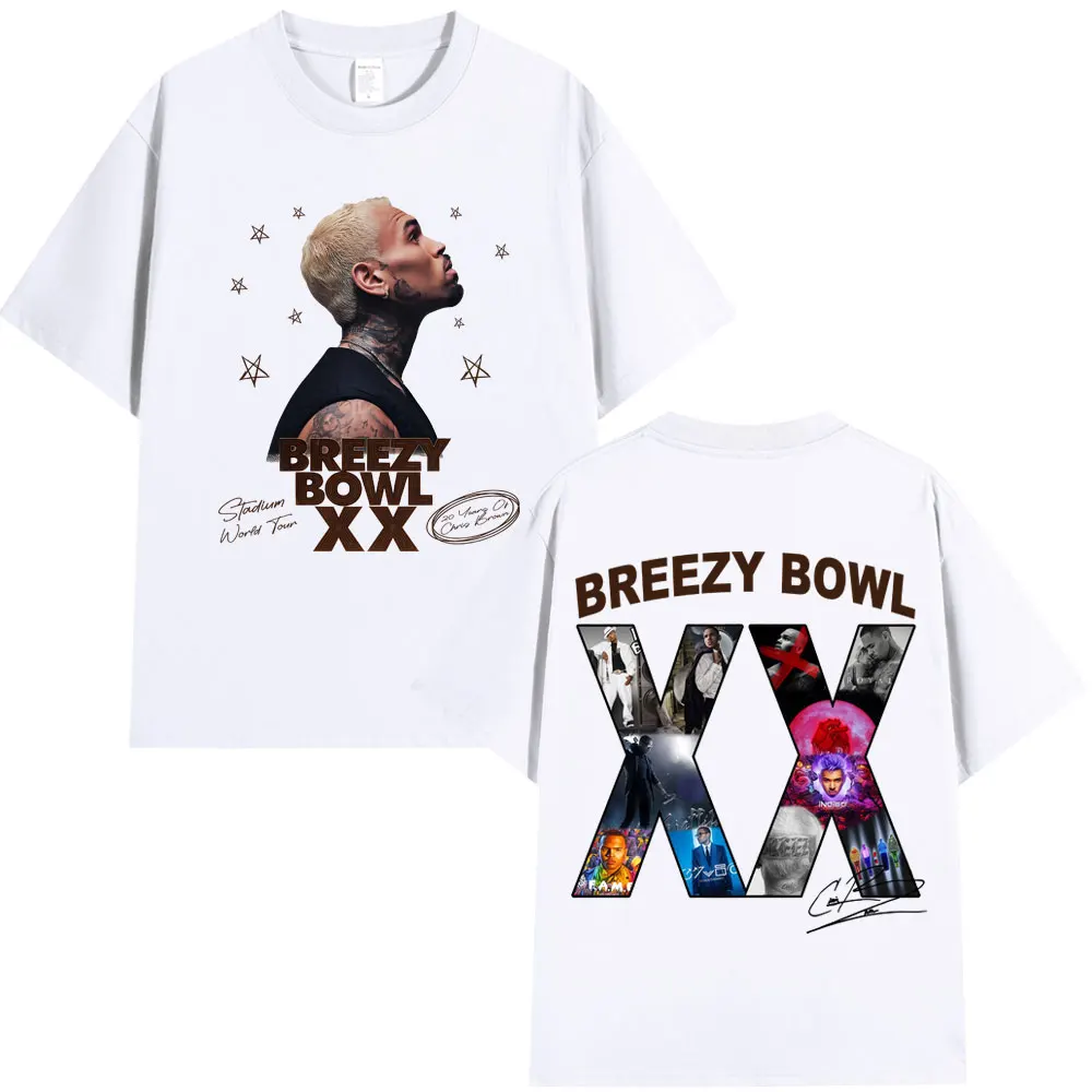 Chris Brown Breezy Bowl XX 2025 Tour Concert Merch T-shirt Men's Women Fashion Hip Hop T Shirt Cotton Casual Oversized T-shirts image 3