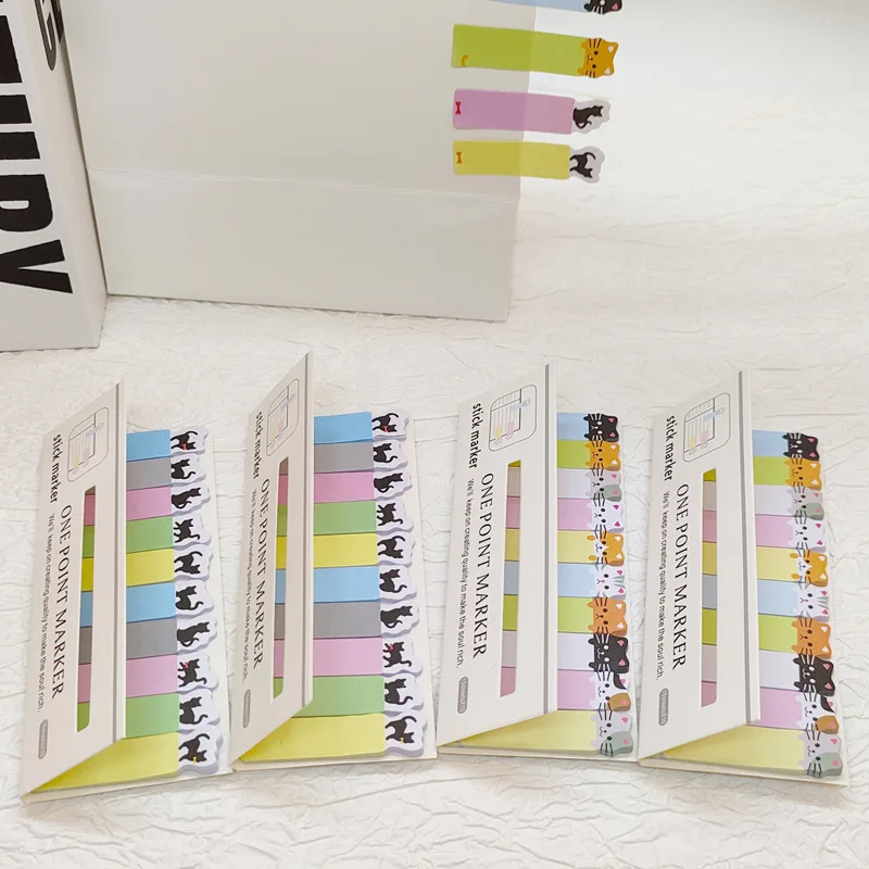 

Блокнот с рисунком милого котенка, наклейки с надписью, студенческая классификация, длинные бумажные стильные этикетки, наклейки для офиса, школьные принадлежности, милые