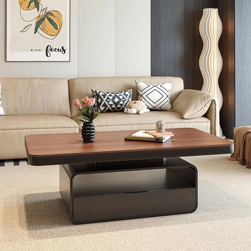 الكتابة الحديثة طاولة جانبية تخزين فاخر غرفة المعيشة مصمم الخشب المنظم تتحرك طاولة القهوة عشاء Meubles أثاث المنزل #5