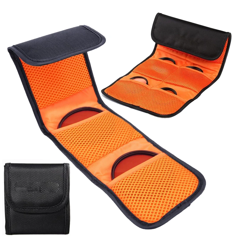 Filter Case 3/12Pocket Camera Lens Filter Carry Case Professional Photography Filter Holder Belt Bag Pouch for 25mm-82mm Filters