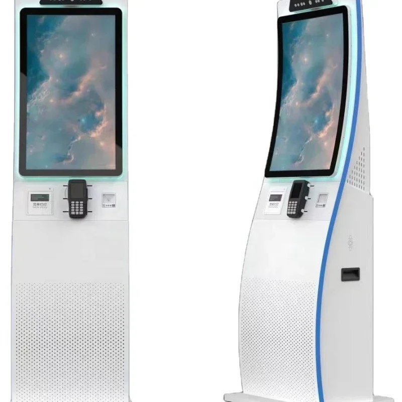 Payment Kiosks Manufacturer 32" Curved Touch Cashless  Self-Checkout Retail Kiosk with EFT POS Ticket Machine Kiosk