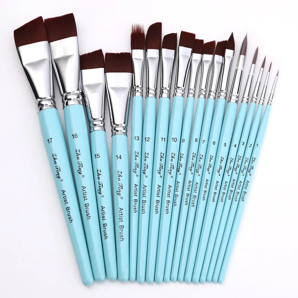 17 pcs Professional Face Body Paint Brushes High Quality Blue Watercolor Painting Art Makeup Set Body Artist For Kids Brush