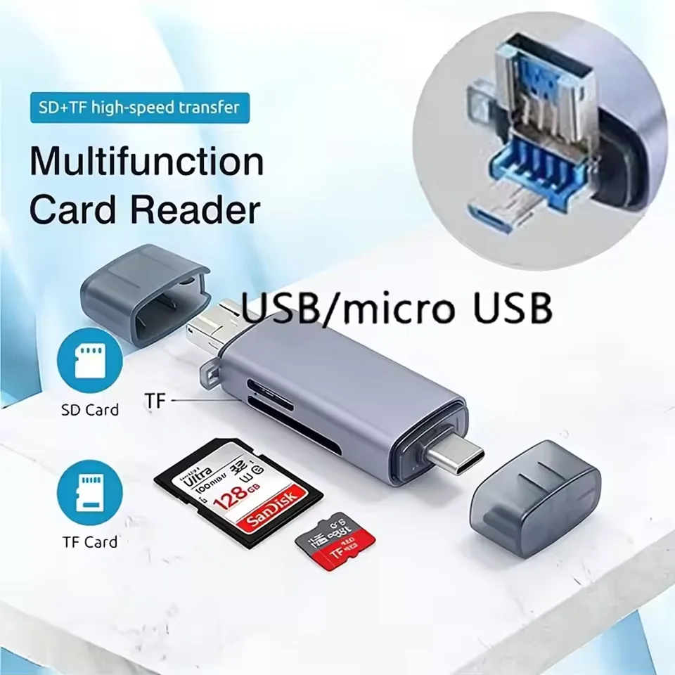 5 In 1 Micro USB Type C Adapter TF SD Card Reader USB-C Memory Card OTG Adapter U Disk For Macbook For Samsung Huawei XiaoMi