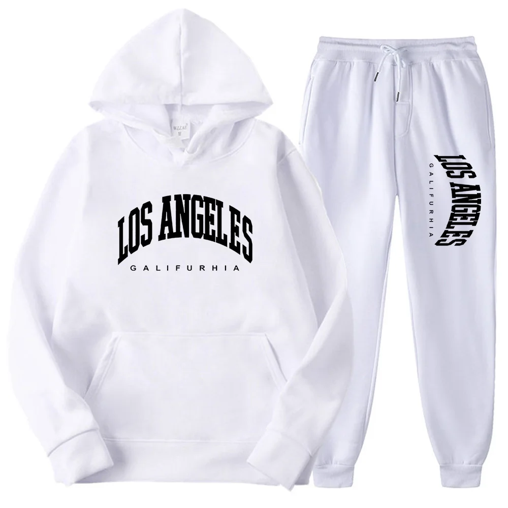 LOS ANGELES Men/Women Sports Suits Fashion Tracksuit Hoodies+Pants Two Pieces Sets Running Casual Sweatshirts Sweatpa