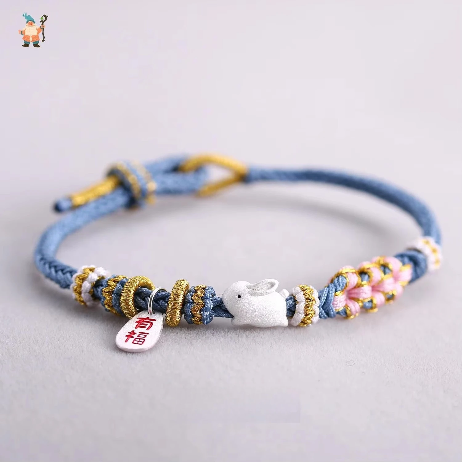 Chinese Zodiac Bracelet S925 Sterling Silver Frosted Birthday Year Little Peach Blossom Woven Red Hand Rope Female Birthday Gift
