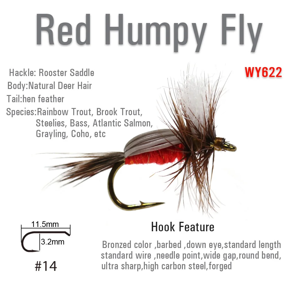 Vtwins Moscas rojas para pesca: húmedas secas con púas - imagen 5