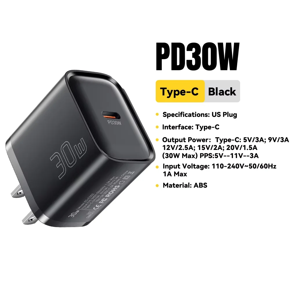 Essager USB C Handy-Ladegerät 30 W Typ-C Schnellladegerät QC3.0 für iPhone 16 15 14 13 12 Samsung Huawei Xiaomi Mini Reiseladegerät