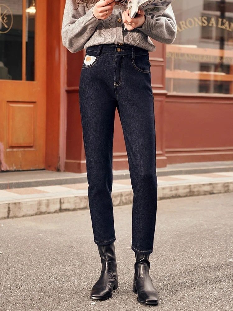 

OLrain Women's Fashion Jeans 2025 Autumn Winter New in Solid Pencil Pants Ankle-Length Pants Female Clothing Elegant O23DA85163