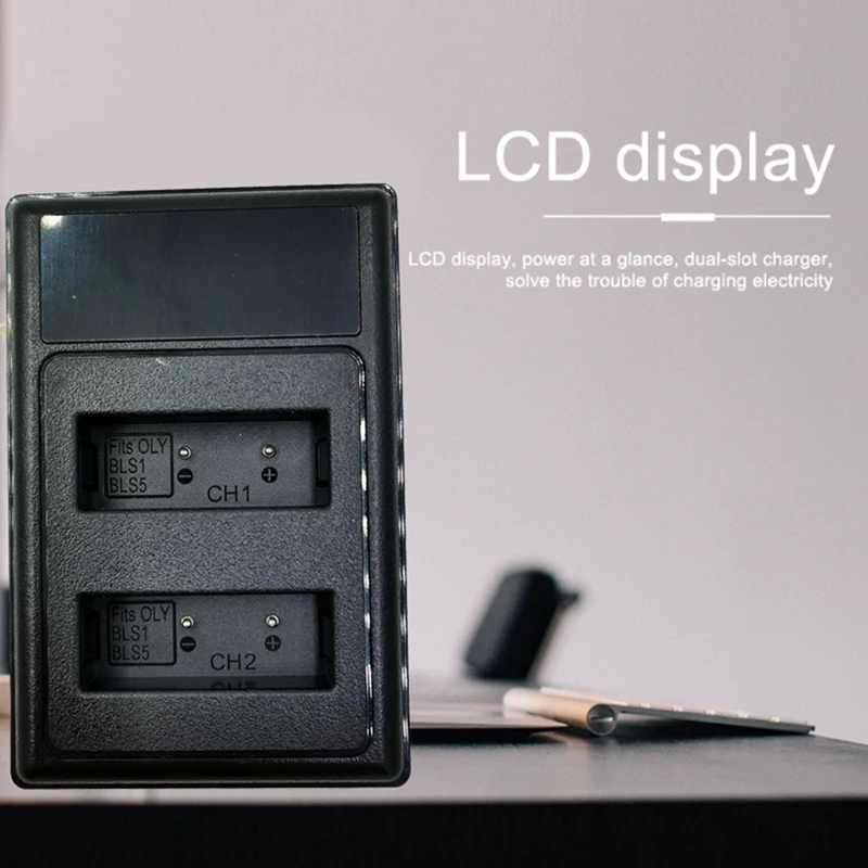 A69F-BLS-1 BLS-5 USB Dual Battery Charger For Olympus Camera PS-BLS1 BLS-50 PS-BLS5 OM-D E-M10 Pen E-PL2 E-PL5 E-PL6 E-PL7