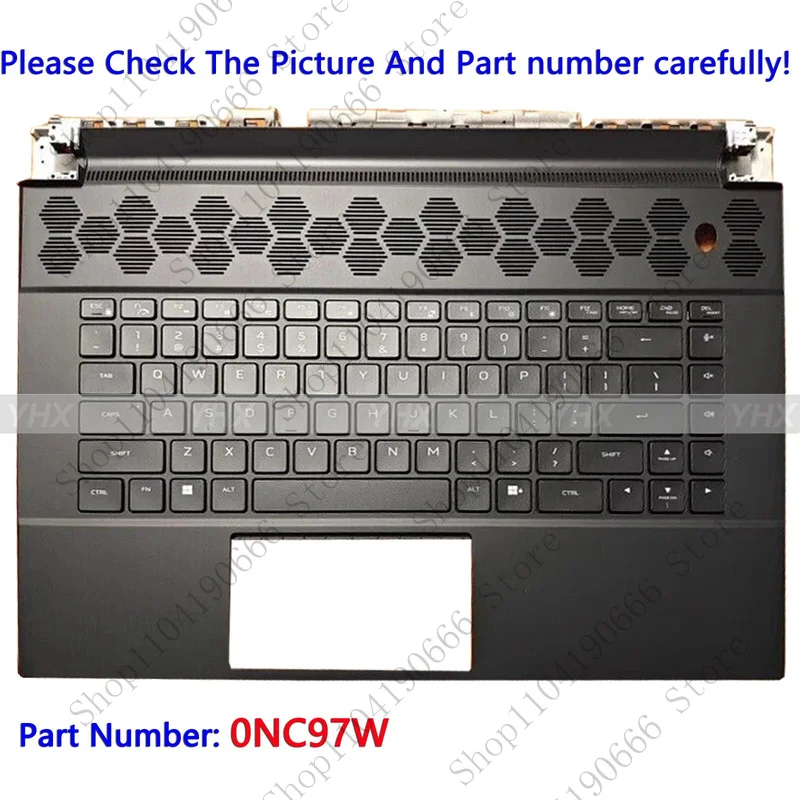 

Notebook computer components New Palmrest Upper Case US Keyboard For Dell Alienware M16 R1 Laptop 0NC97W.