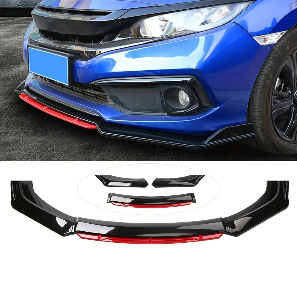 1set Car Three-Section Front Bumper Set Universal Front Bumper Lip Body Kit Splitter Spoiler Diffuser Protector Car Accessories