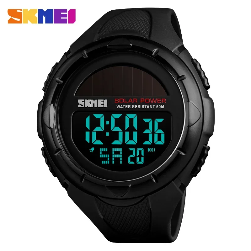 SKMEI Digital Sports Watch for Men Solar Waterproof Electronic Mens Wristwatches Countdown Alarm Clock 1025 Reloj Hombre 1405