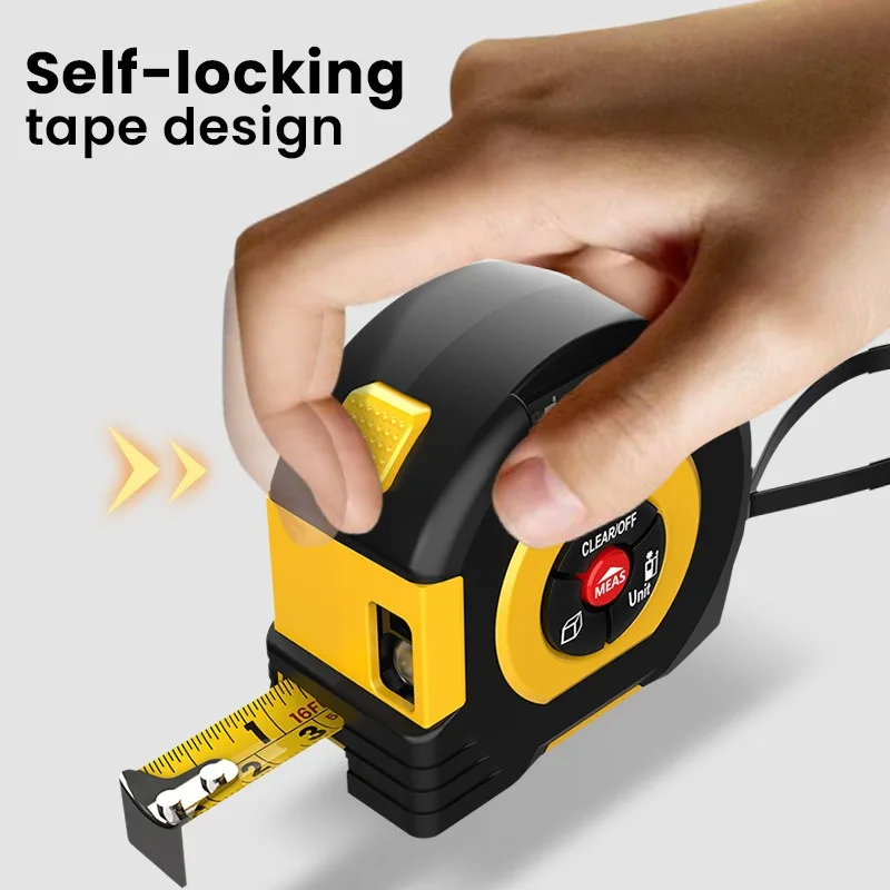 

Лазерный дальномер 2-в-1 с функцией перезарядки, цифровой, с LCD-дисплеем и четкой шкалой измерения в дюймах.