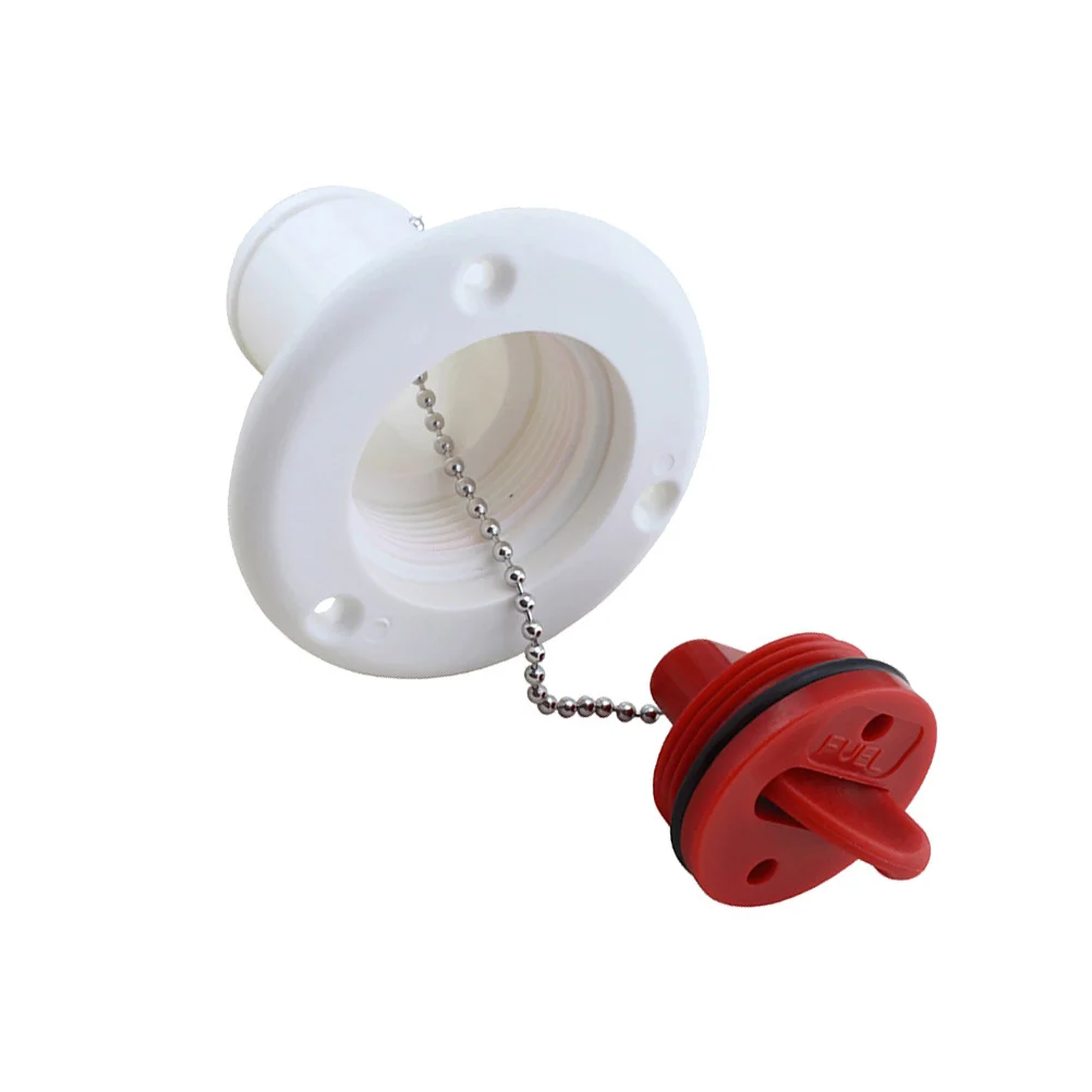 

Sturdy White Plastic Fuel Tank Cover for Yacht Rv Easy to Open Close Detachable Lid Chain Connection Gift Fuel Tank Cover