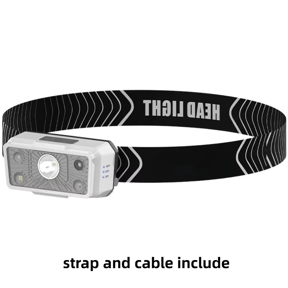 USB Rechargeable LED Headlamp Mini Portable White, Black Rechargeable Headlamp Long Runtime Adjustable Beam Adjustable Headlight