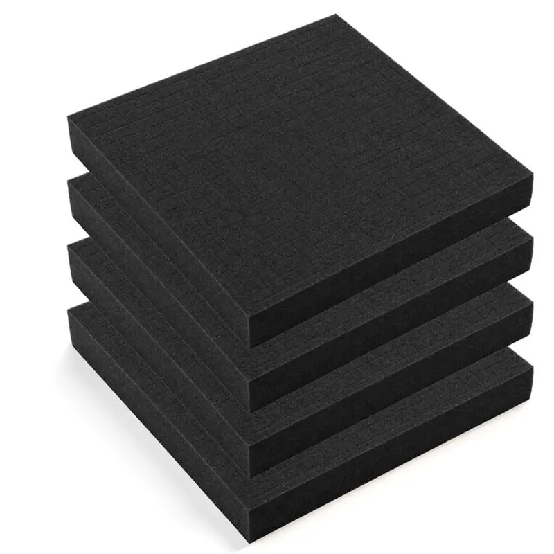 IALJ-Pre-Cubed Sheets 12X12x2 Inch 4 Pack Pick And Pluck Foam Inserts, Black High Density Polyurethane,For Toolboxes, Cases