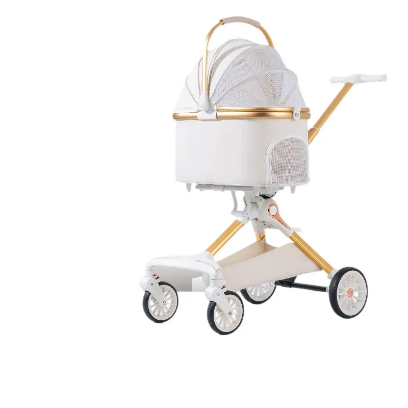 Lightweight Pet Stroller Detachable & Stackable Cart Bag Outdoor Travel Pet Cart for Dog Cat