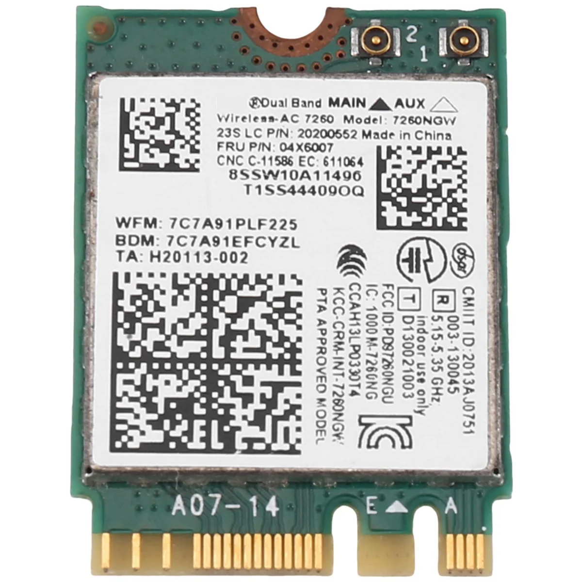 N87R 7260NGW 7260AC WiFi Card 2.4G/5G BT4.0 Fru 04X6007 for Thinkpad X250 X240 X240S X230S T440 W540 T540 Yoga Y50