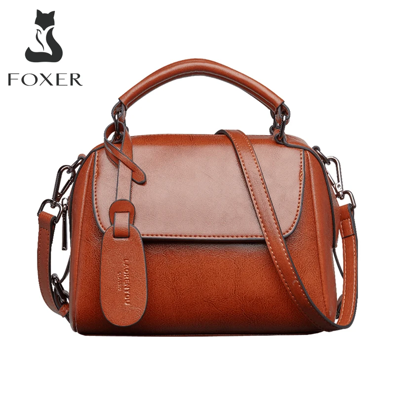 FOXER Women Messenger Bag Lady Fashion Crossbody Shoulder Bags PU Synthetic Leather Handbags Commute Casual Large Capacity Totes