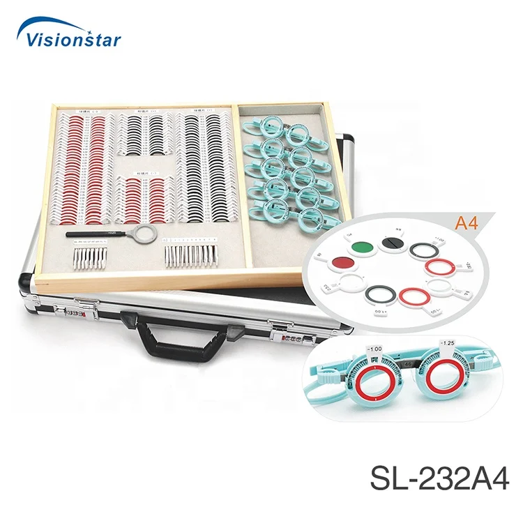 Set Lensa Uji Optik Bingkai Logam Instrumen Optik JSL 232 Set Lensa Uji