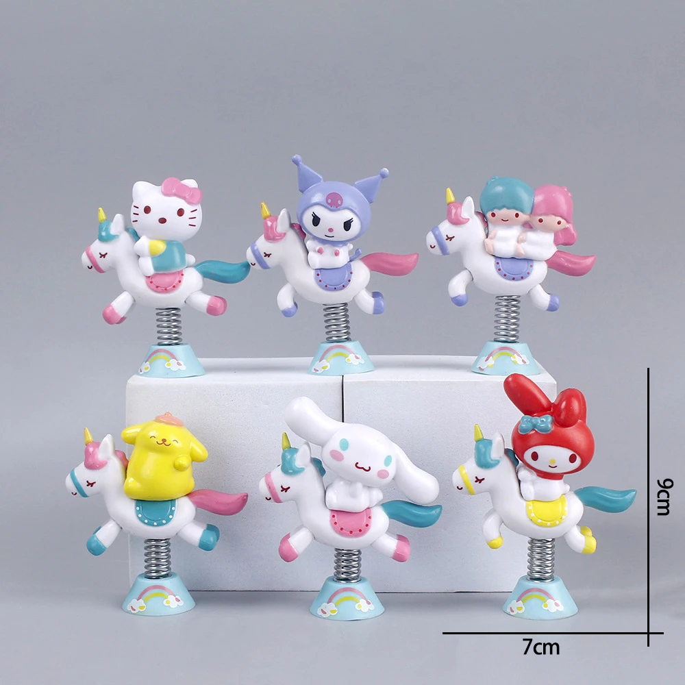 Genuine Kawaii Sanrio Anime Figure Melody Kuromi Action Figures Collection A Set Of 6 Pvc Room Decoration Materials Gifts Kids